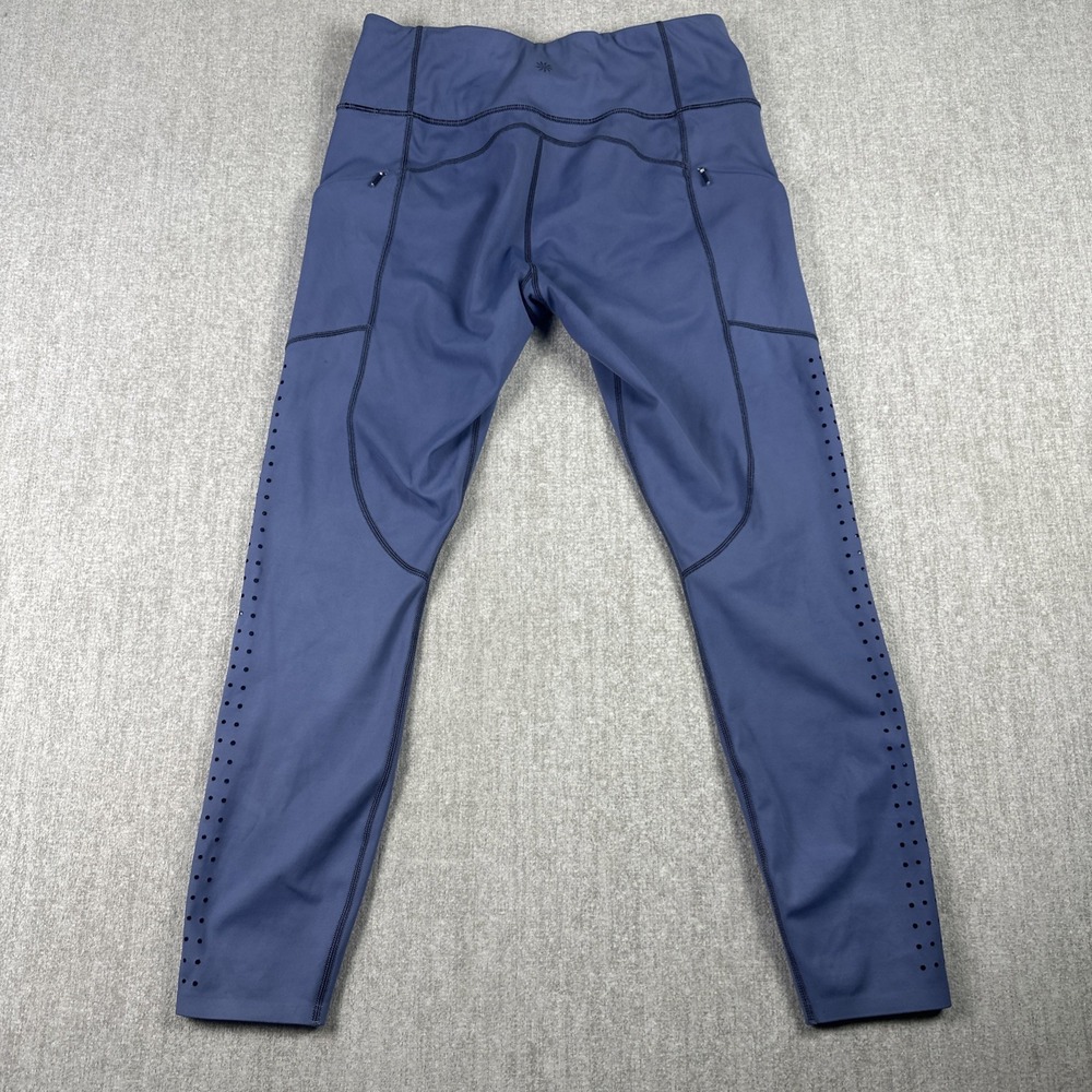 Athleta‎ Leggings Women Size M Blue Contender Lazor Cut Zipper pockets - Picture 10 of 15